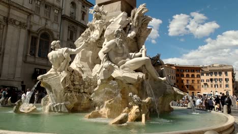 tarde-soleada-la-foto-de-cuatro-fuente-de-ríos-en-la-piazza-navona,-Roma