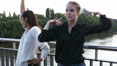 Girlfriends-Dancing-on-River-Bridge-2