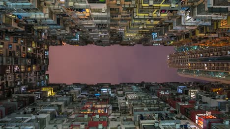 4K.-Antigua-comunidad-de-lapso-de-tiempo,-edificio-residencial-denso-y-colorido-edificio-de-vista-en-la-ciudad-de-Hong-Kong