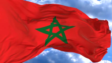 ondeando-la-bandera-contra-el-cielo-azul-Marruecos