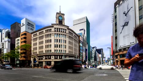 TOKYO,JAPAN-Pedestrians-walking-and-shopping-at-Ginza-district.