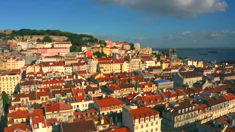 Aerial-view-of-Lisbon-at-sunset