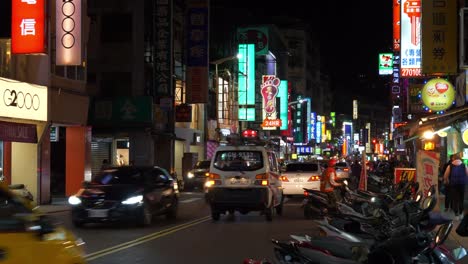 night-time-illuminated-taipei-city-traffic-street-panorama-4k-taiwan