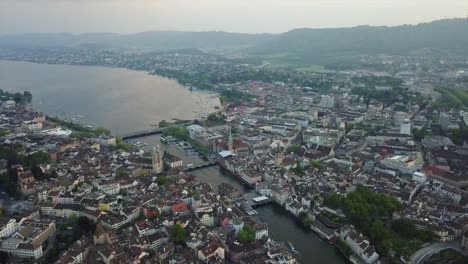 Sonnenuntergangszeit-zurich-Stadtbild-zentrale-Luft-Panorama-4k-Schweiz