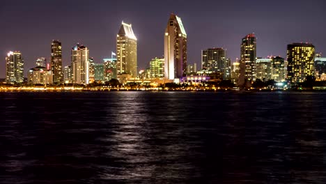 Horizonte-de-la-ciudad-de-San-Diego,-al-anochecer-Time-Lapse