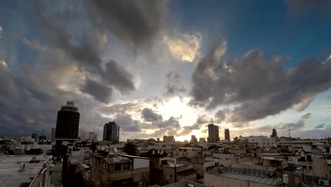 Stadt-Tel-Aviv,-Israel-winter-Sonnenuntergang-Zeitraffer