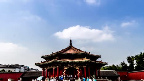 Shenyang,China-Aug-1,2014:-Walking-from-left-to-right,the-famous-Dazheng-Hall-in-Forbidden-City-of-Shenyang,-China