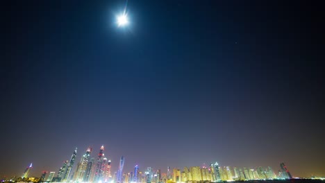 Por-la-noche,-lapso-de-tiempo-panorámica-de-dubai