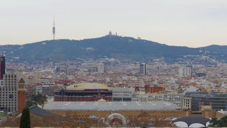 Barcelona-Tag-Panoramablick-Tibidabo-Berg-4-k-Spanien