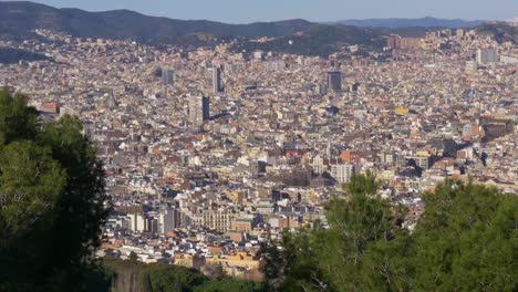 barcelona-city-sunny-day-panoramic-view-4k-spain