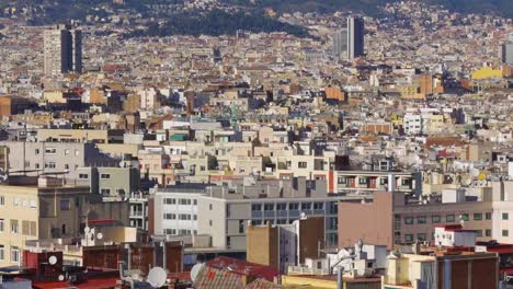 Luz-de-sol-vista-panorámica-de-la-ciudad-de-barcelona-España,-4-K