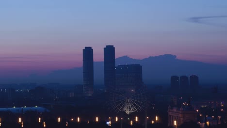 RUSSIA.-MOSCOW---2014:-TL-View-of-the-sunrise-through-the-Tricolour-Towers