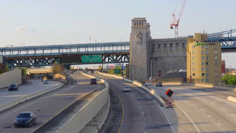 Estados-Unidos-puesta-de-sol-luz-Filadelfia-ciudad-tráfico-carretera-panorama-4-k,-Pensilvania