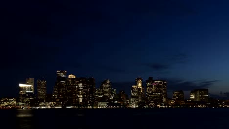 Time-lapse-zoom-in-Boston-skyline-at-twilight