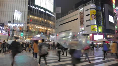 Escena-de-la-noche,-lapso-de-tiempo-de-Shibuya