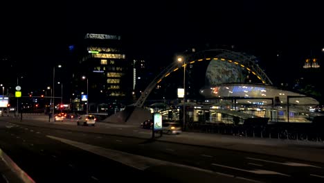 City-view-of-night-Rotterdam,-Netherlands