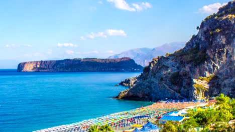 Dino-Island-and-Blue-Sea,-Isola-di-Dino,-Praia-a-Mare,-Calabria,-South-Italy,-Time-Lapse