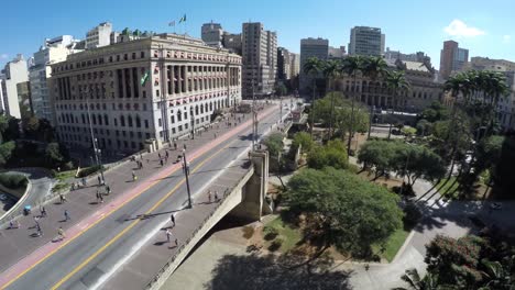 Aerial-View-of-Sao-Paulo-Downtown---Anhangabau-Valley,-Brazil