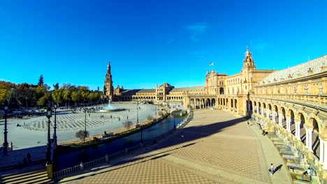 Panorama-of-Plaza-de-Espana-in-Seville,-Andalusia,-Spain