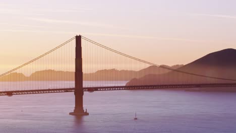 Aerial-view-of-Golden-Gate-bridge-at-sunset