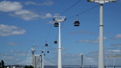 Funicular-or-ropeway-and-public-transport-through-gulf-or-river-in-Lisbon,-Portugal