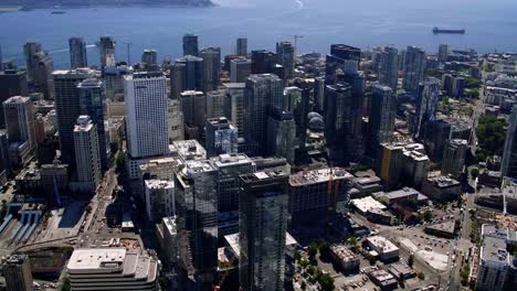 Schwimmende-Downtown-Seattle-Antenne-Hintergrund