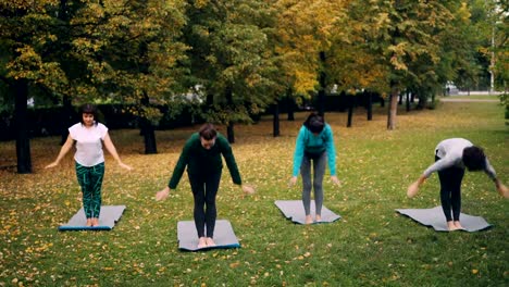 Modern-youth-is-doing-yoga-in-city-park-learning-from-experienced-instructor-enjoying-fresh-air-and-active-lifestyle.-Recreational-activities-and-nature-concept.