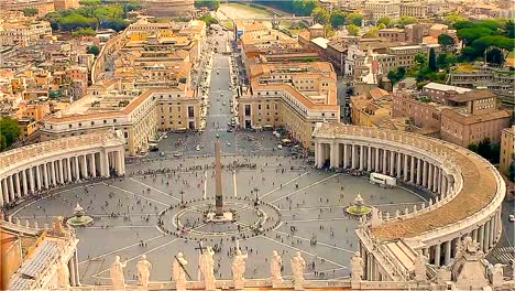 La-Plaza-del-Vaticano-con-un-obelisco,-vista-superior