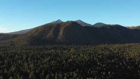 Awesome-aerial-drone-view-of-Buffalo-park-and-Humphrey's-Peak,-Flagstaff,-Arizona,-USA