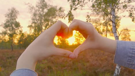 Nature-loving---Beautiful-young-woman-forming-a-heart-shape-with-her-hands