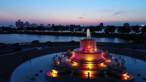 Aerial-view-of-Belle-isle-Detroit-at-sunset