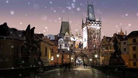 Weihnachten-Prag,-einen-Spaziergang-über-die-Karlsbrücke