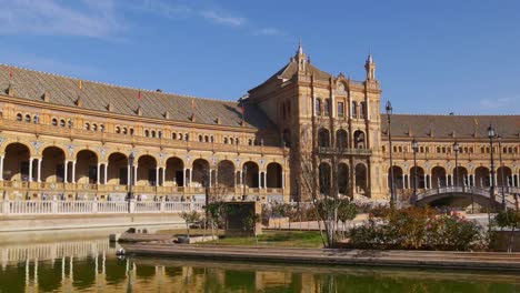 Sevilla-Panorama-Sonne-Licht-Plaza-de-Espana-4-k-Spanien