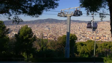 Sonnigen-Tag-barcelona-Seilbahn-Linie-Veranstaltungsraum-\"panorama\"-4-k-Spanien