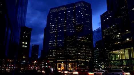 Timelapse-of-Toronto,-Canada-downtown-at-night