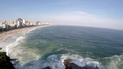 Aerial-view-of-Ipanema-beach-at-Rio-de-Janeiro,-Brazil