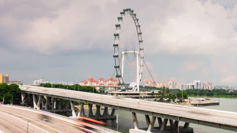 singapore-sunny-day-marina-traffic-bridge-famous-flyer-river-bay-4k-time-lapse