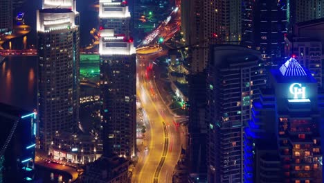 dubai-city-night-light-roof-top-traffic-road-panorama-4k-time-lapse-united-arab-emirates