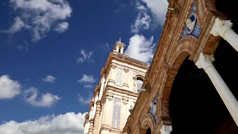 Buildings-on-the-Famous-Plaza-de-Espana-(was-the-venue-for-the-Latin-American-Exhibition-of-1929-)----Spanish-Square-in-Seville,-Andalusia,-Spain.-Old-landmark