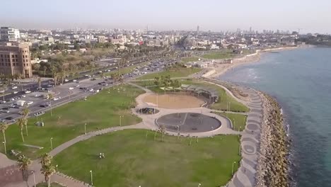 israel,-Tel-aviv-coast,-Arieal-view