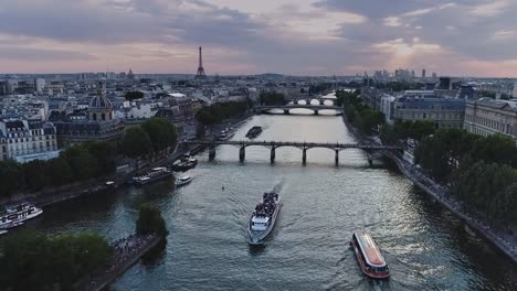 Paris-aerial-Seine-river-sunset-France