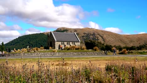 Iglesia-del-buen-pastor,-lago-Tekapo,-Nueva-Zelanda