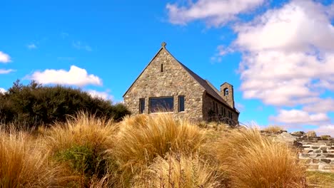 Kirche-des-guten-Hirten,-Tekapo,-Neuseeland-Lake