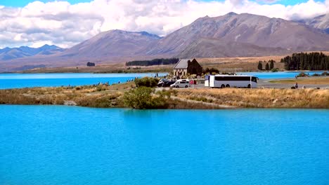 Iglesia-del-buen-pastor,-lago-Tekapo,-Nueva-Zelanda