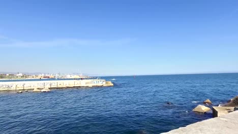 View-of-Barcelona-from-Mediterranean.-Skyscraper-of-Sant-Marti-district