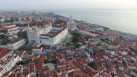 Aerial-View-of-Alfama,-Lisbon,-Portugal