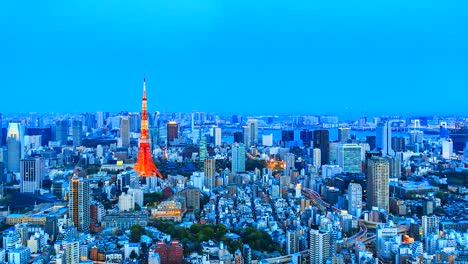 4-K.-Time-Zeitraffer-Ansicht-der-Stadt-Tokio-mit-Tokyo-Tower-in-japan