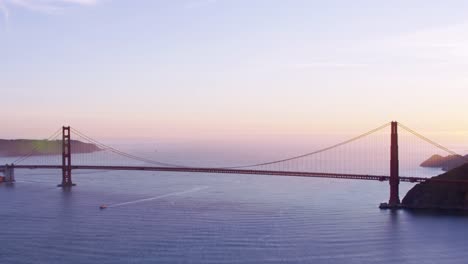 Aerial-view-of-Golden-Gate-bridge-at-sunset