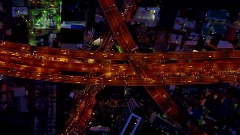 look-down-to-traffic-in-highway-at-night,-4k-video