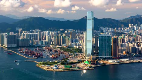 Beautiful-West-Kowloon-sunset-in-Hong-Kong---Time-Lapse